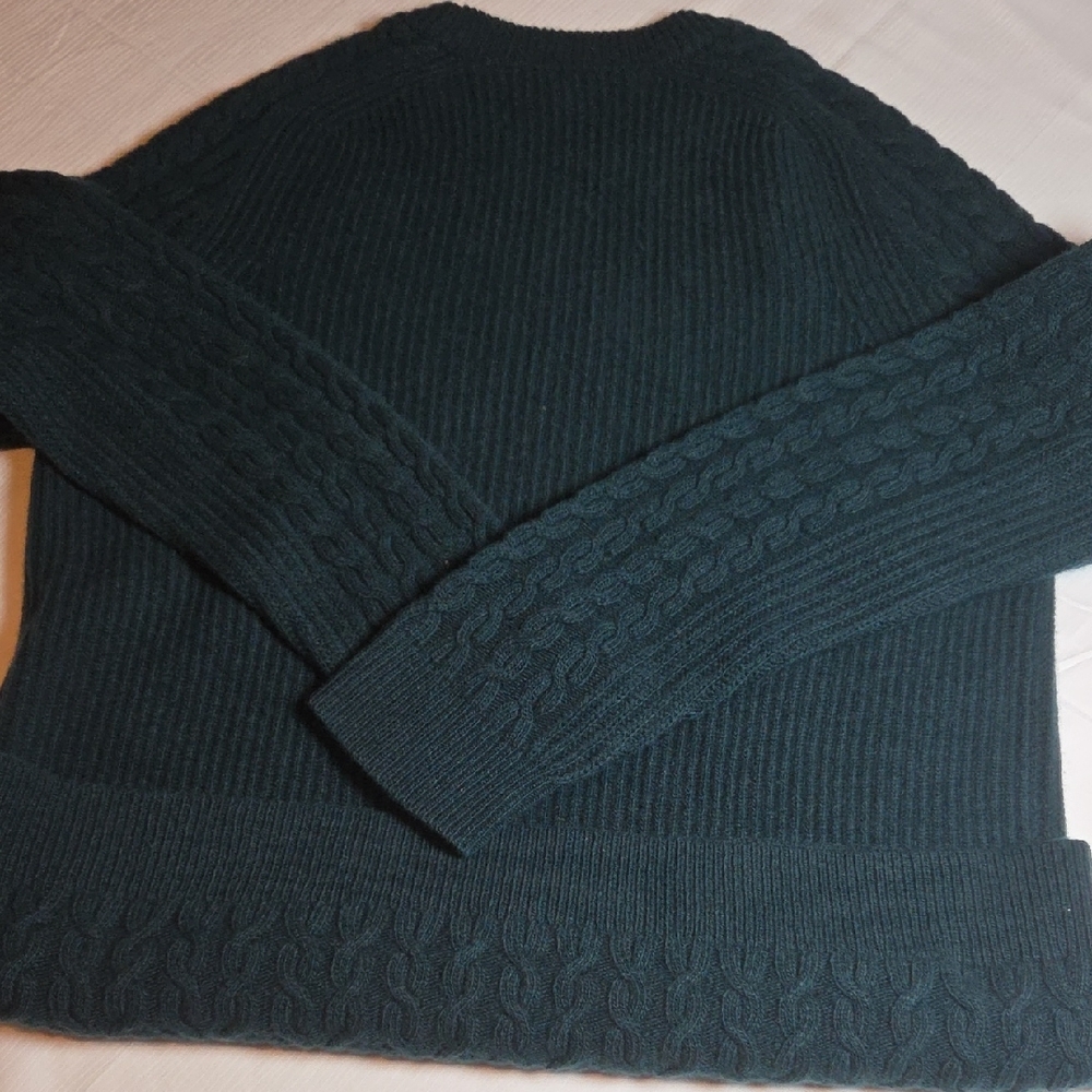 Theory Men's Teal Cable Knit Crewneck Sweater - Picture 8 of 8